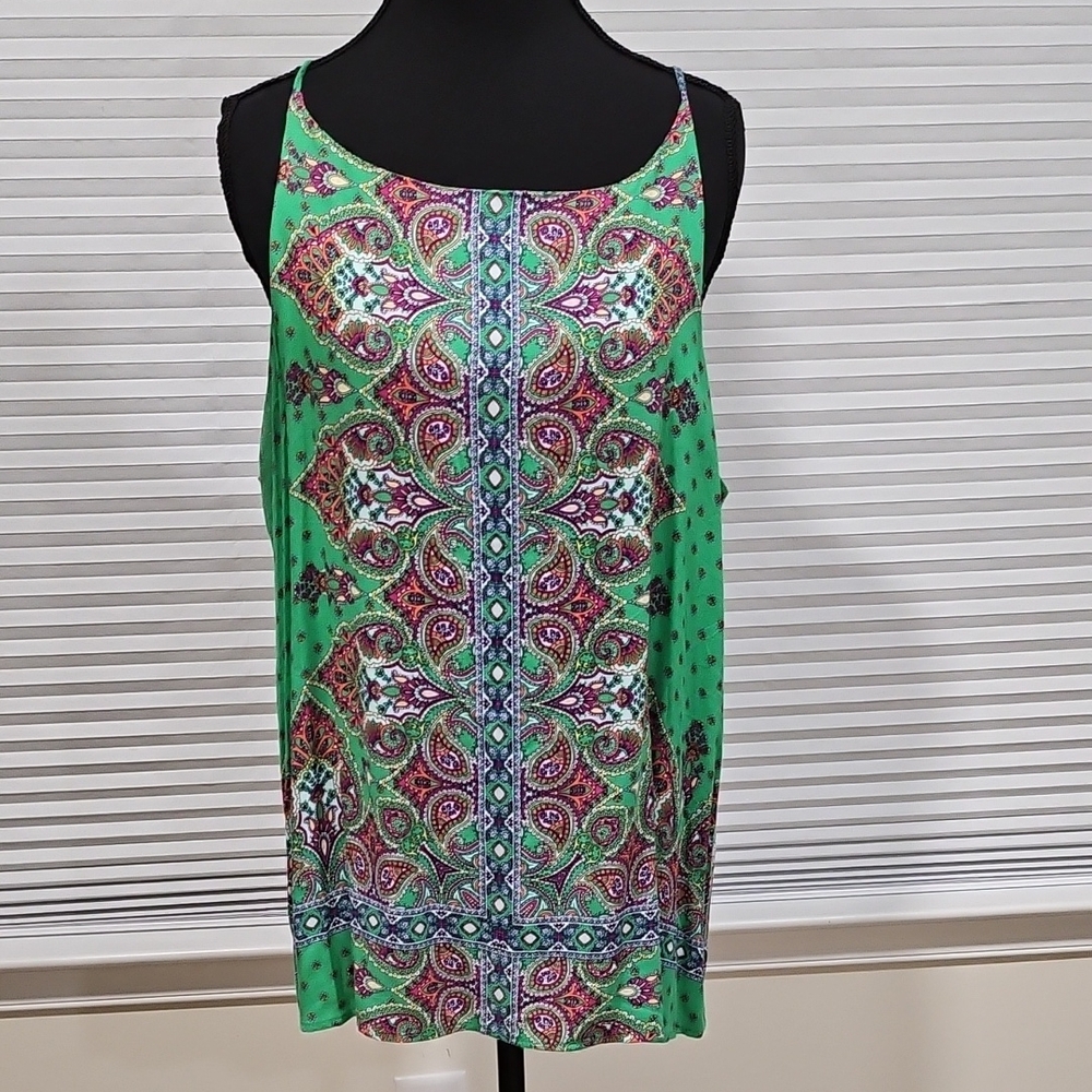 Green and Blue Camisole Top with Paisley Print